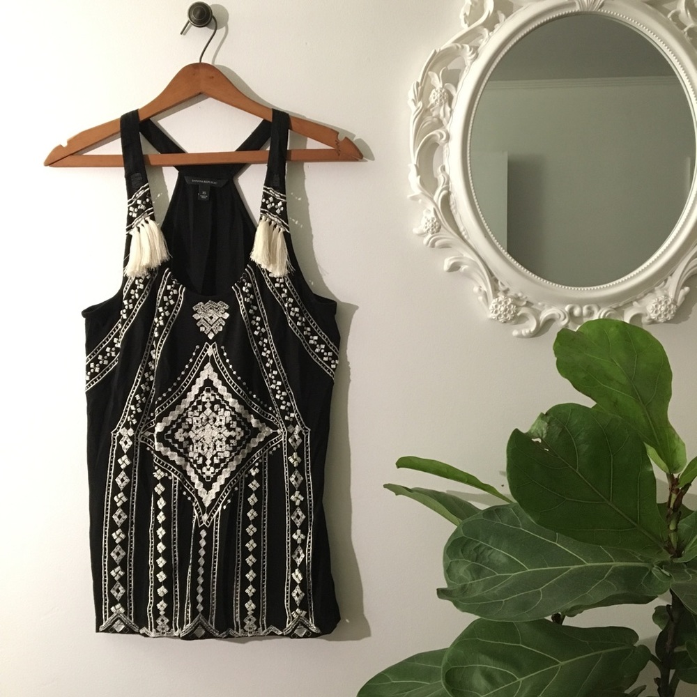 Embroidered Tank with Tassels and Beads 😍